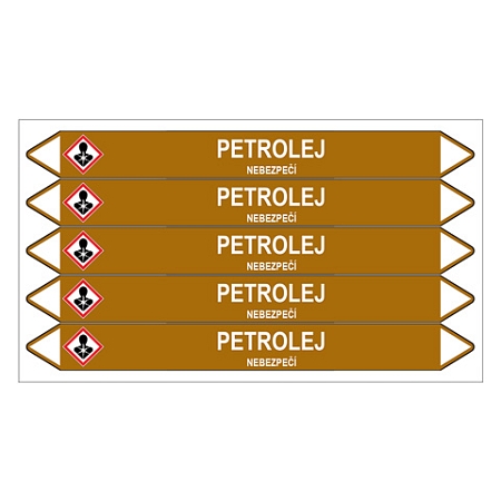 Značení potrubí, petrolej,5 ks, 150 × 12 mm